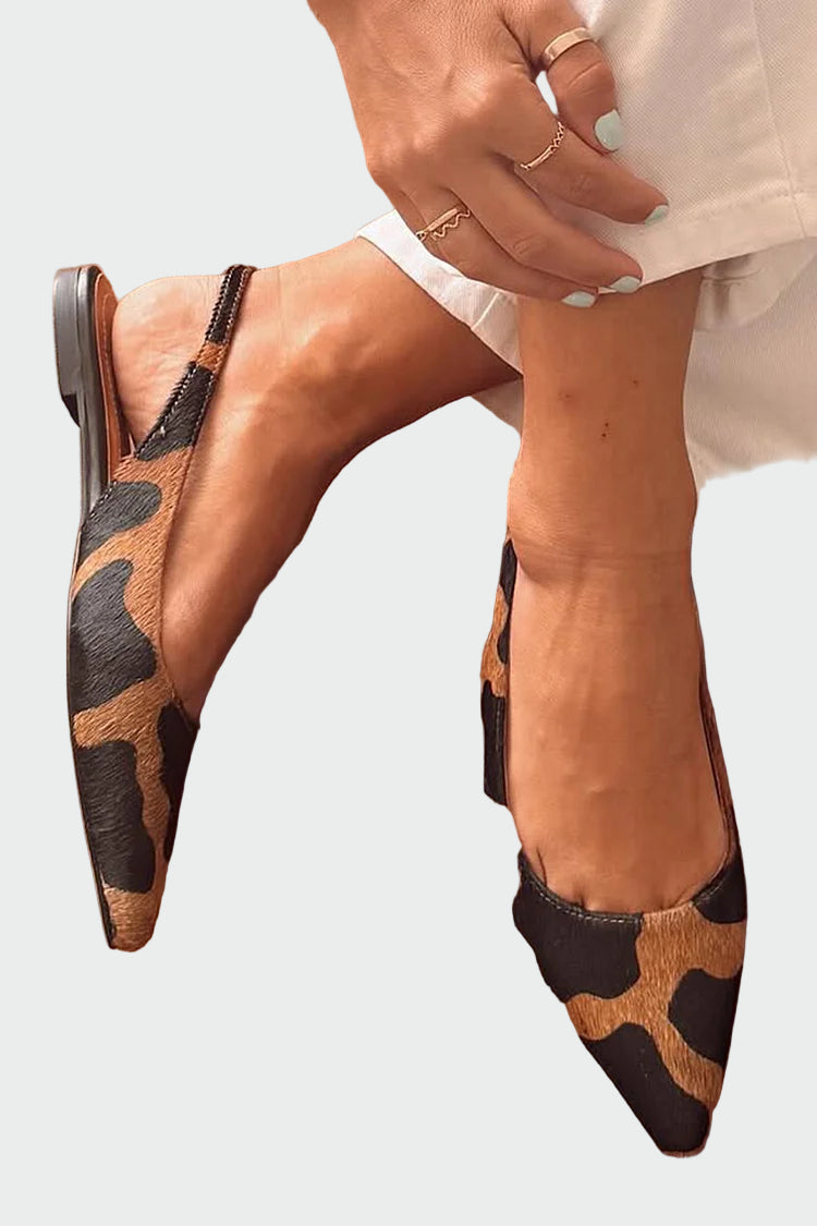 Leonora | Elegant Slingbacks with Pointed Toe and Animal Print