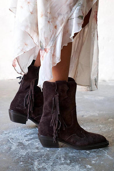 Camille™ | Suede Ankle Boots with Fringe