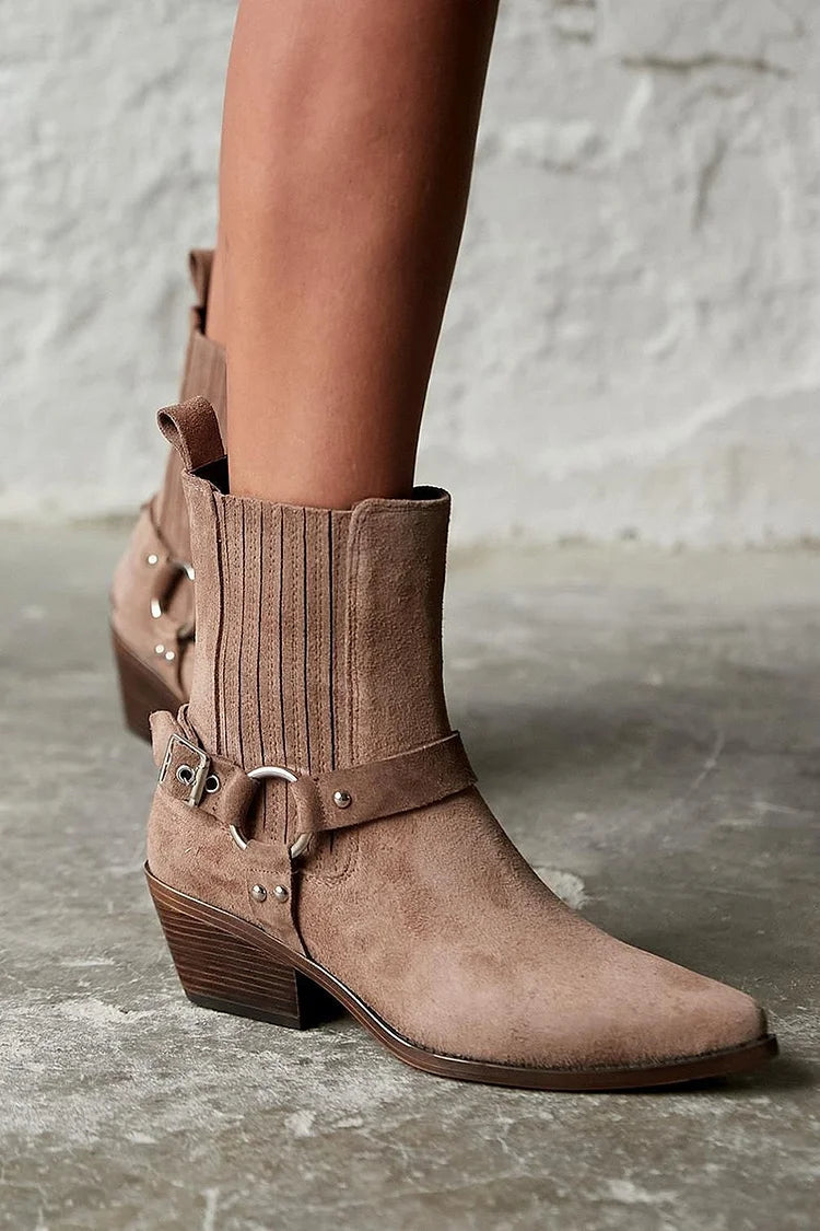 Anaïs™ | Western Suede Ankle Boots