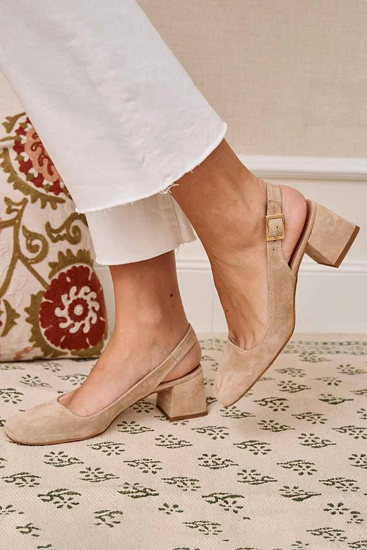 Lia™ | Elegant Open-Toe Suede Heels