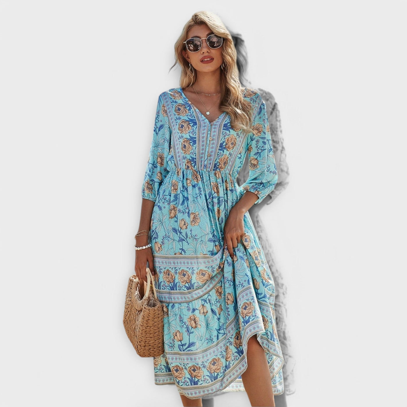 Xandra - Elegant Dress with Floral Print