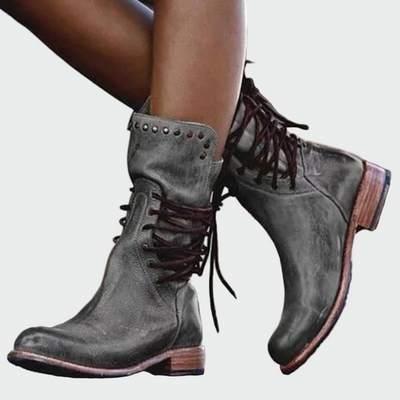 Leather Ankle Boots with Laces