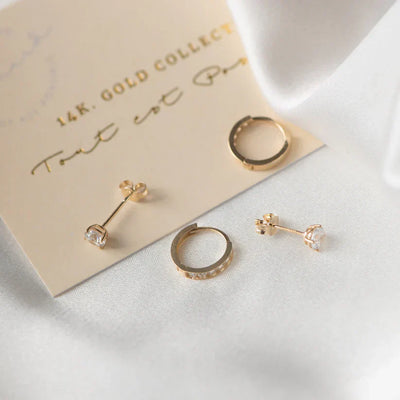 Dara Brillane Stone Earring Set | Gold Collection