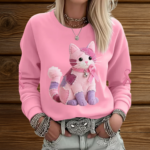 Katarzyna – Pink Cat Charm, Cute Sweater with a Cat