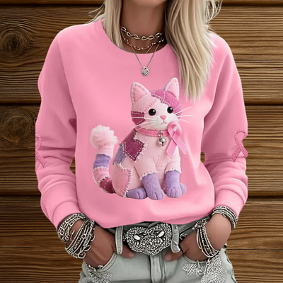 Katarzyna – Pink Cat Charm, Cute Sweater with a Cat