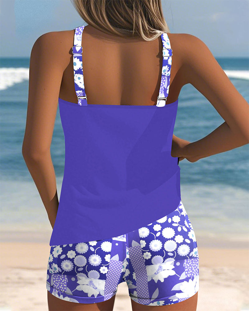 Colette | Swimsuit Tank Top with Printed Boxer Set