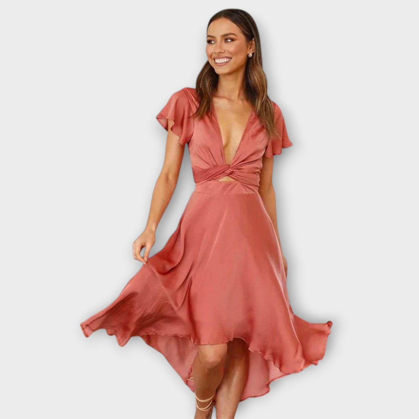 Margret - Elegant V-neck Midi Dress