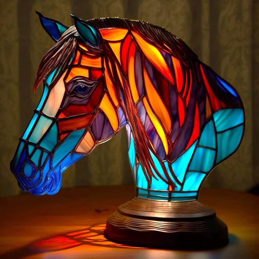 Gevelde Glass Horse-Shaped Lamp
