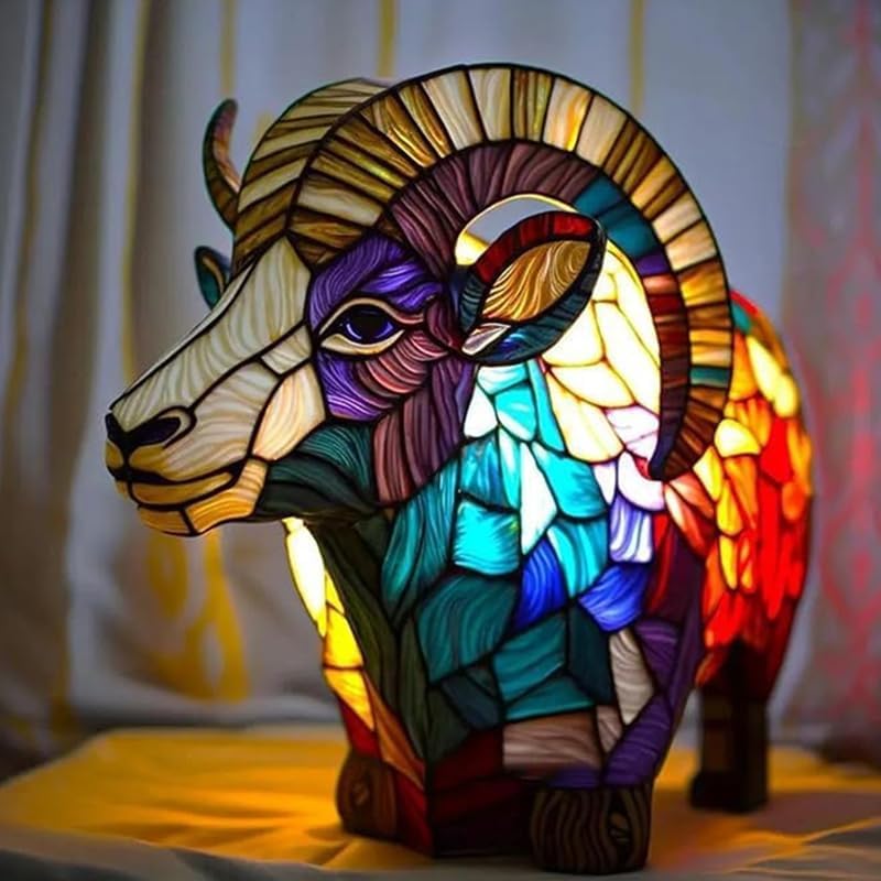 Bohemian Resin Lamp with Ram Design