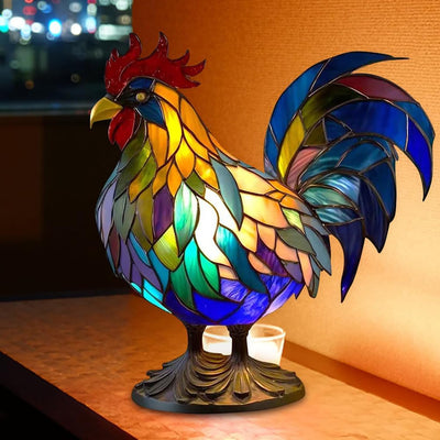 Glass Rooster Shaped Lamp