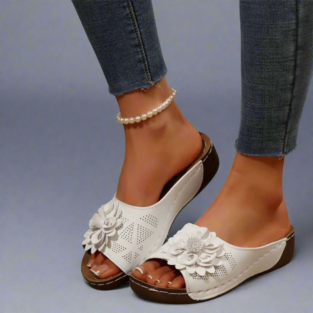 Jolanda | Elegant Orthopaedic Sandals with Floral Design