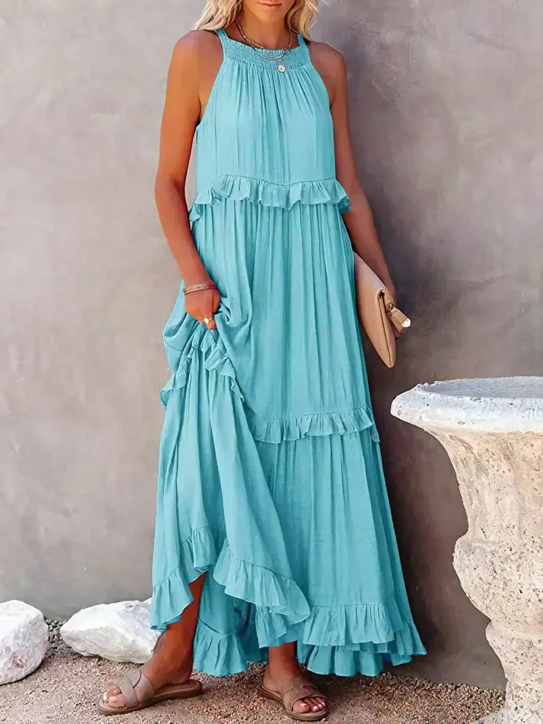 Robyn - Halter Ruffle Maxi Dress