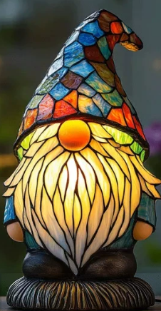 Tempered Glass Lamp with Playful Gnome Design