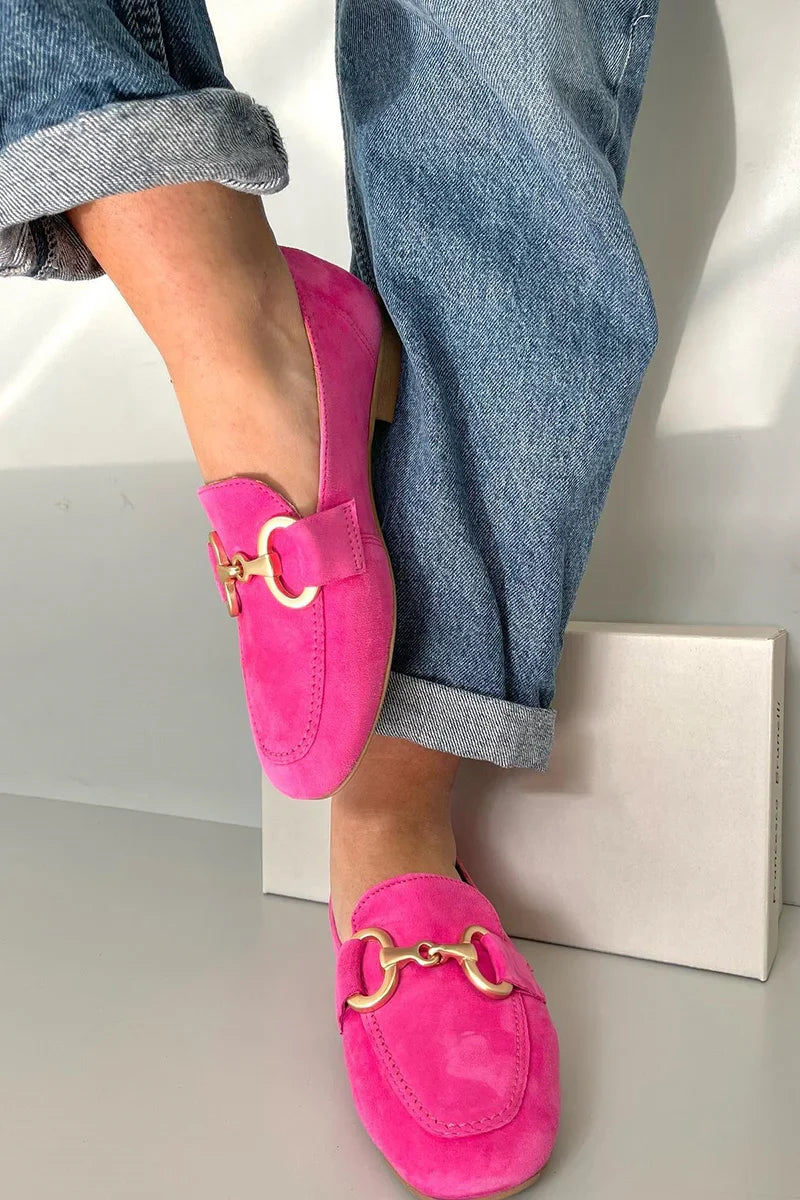 Hélène™ | Pink Suede Loafers