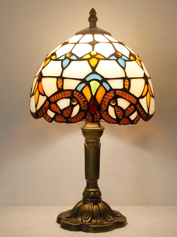 Engraved Glass Lamp with Rose Design