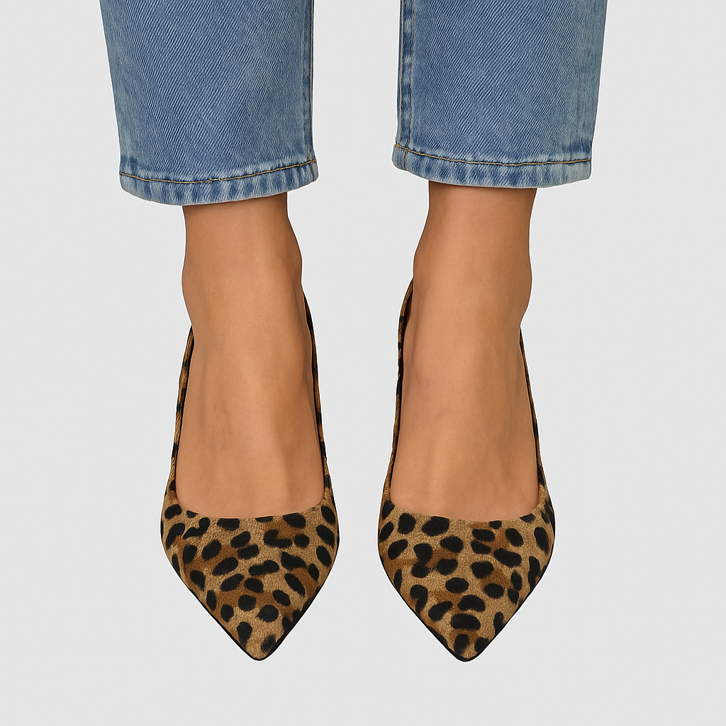 Olivia - Pointed Toe Leopard Print Slingback Khaki Stiletto Heels