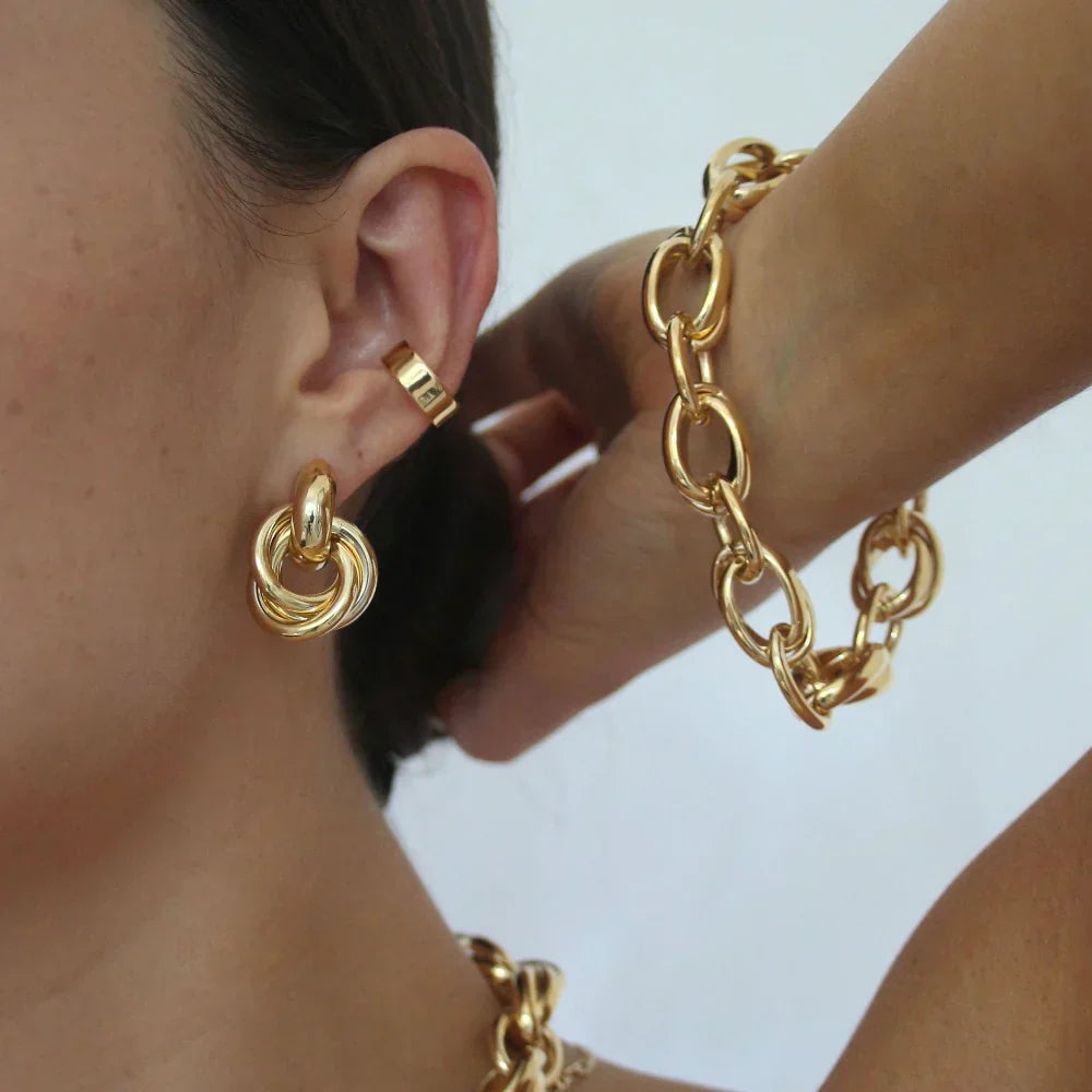 Woven Statement Earrings | Gold