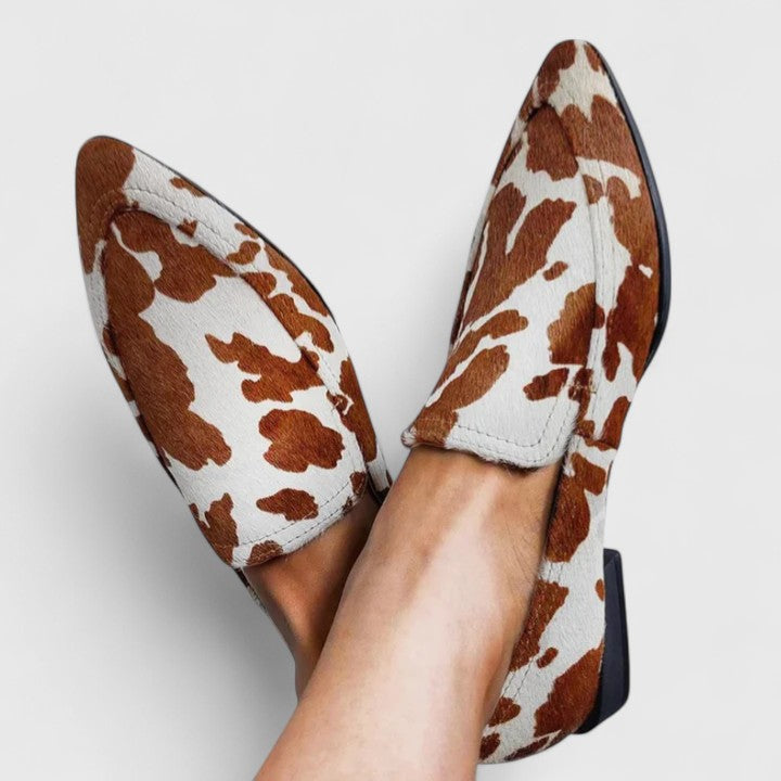 Nicola™ | Cow Print Moccasins
