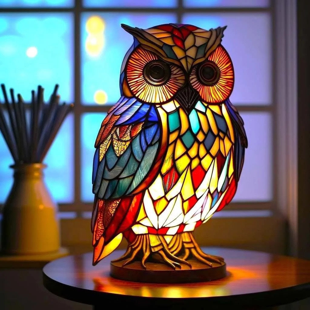Wooden Solar Owl Lamp