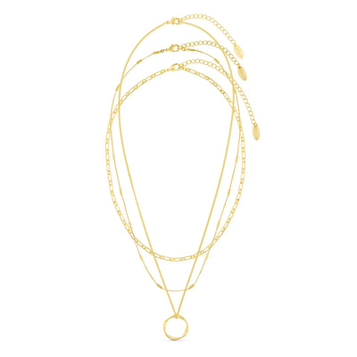 Three-strand necklace with open circle | Gold