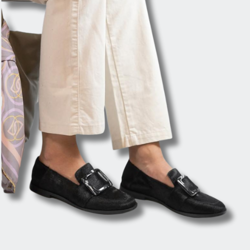 Mathilde™ | Chic Black Suede Moccasin