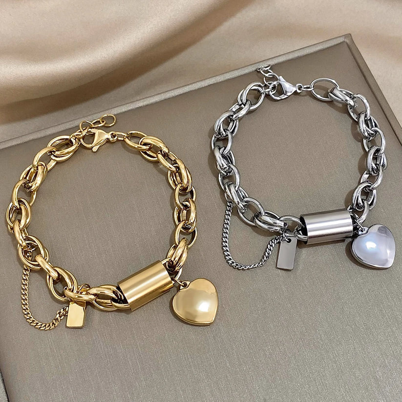 Chunky Heartened Bracelet | Gold