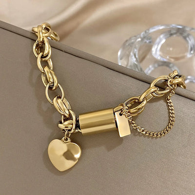 Chunky Heartened Bracelet | Gold