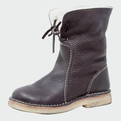 Waterproof Leather Ankle Boots with Wool Lining