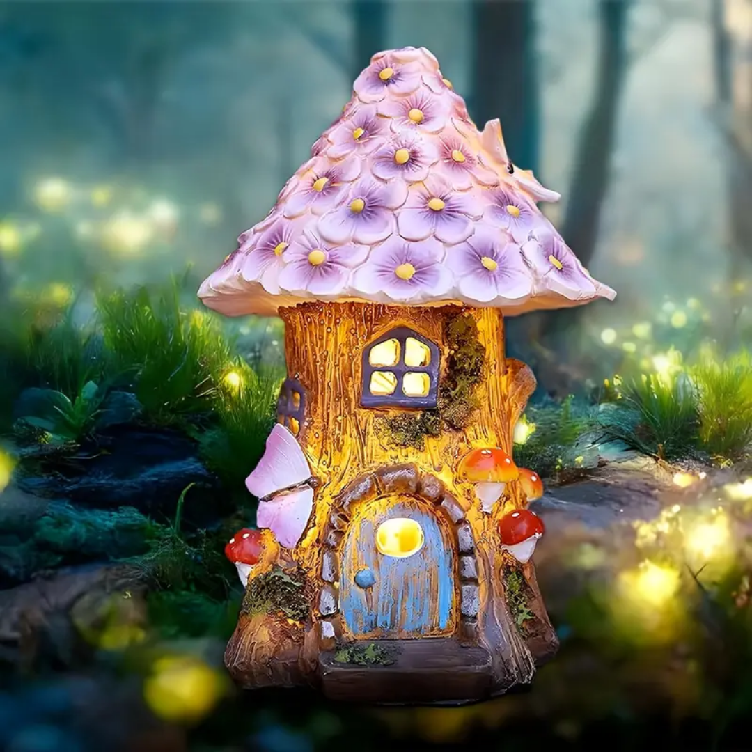 Fairy Cottage Lamp with Glass Crystals