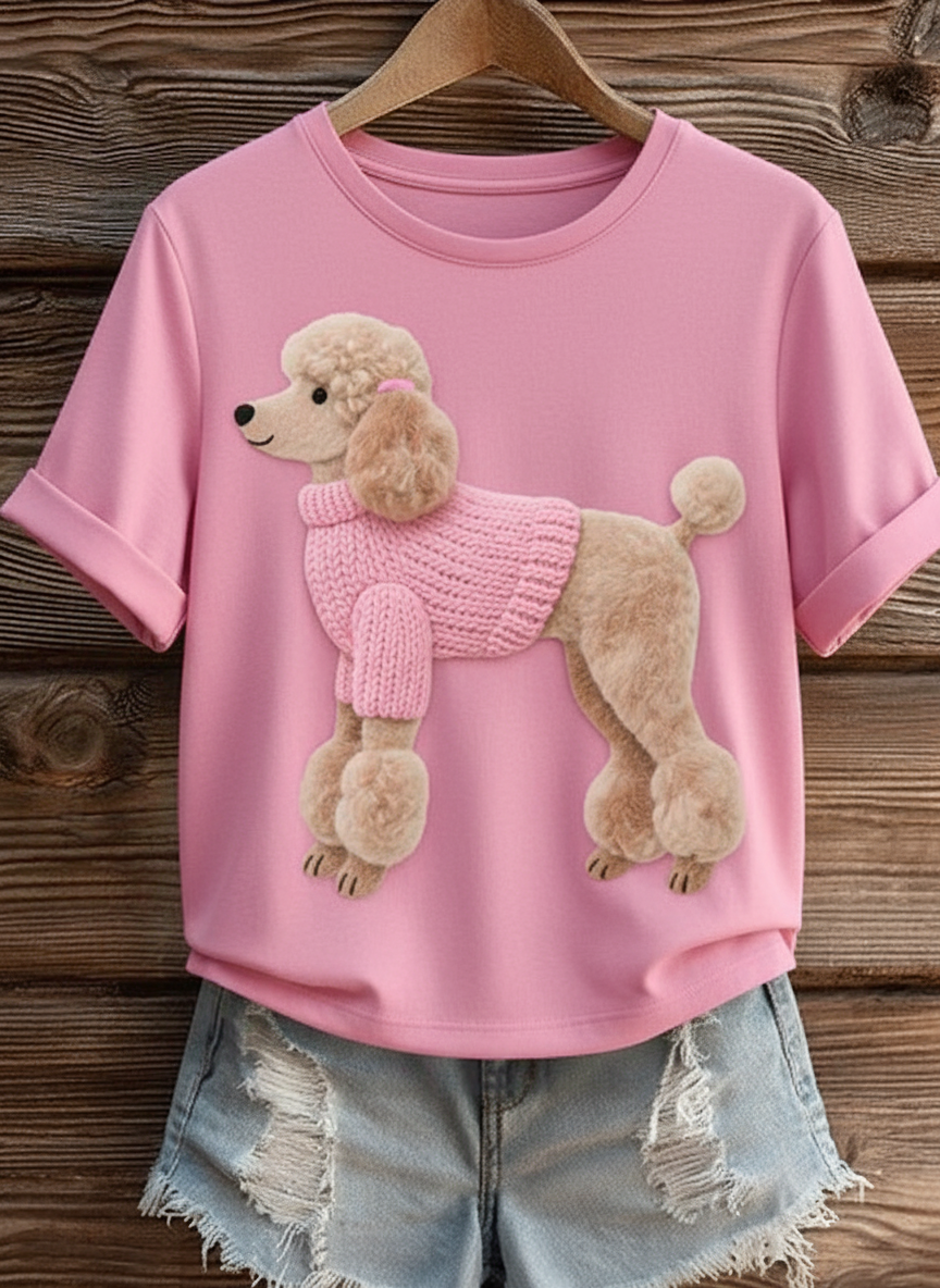 Poodle - Supportive Embroidered T-Shirt