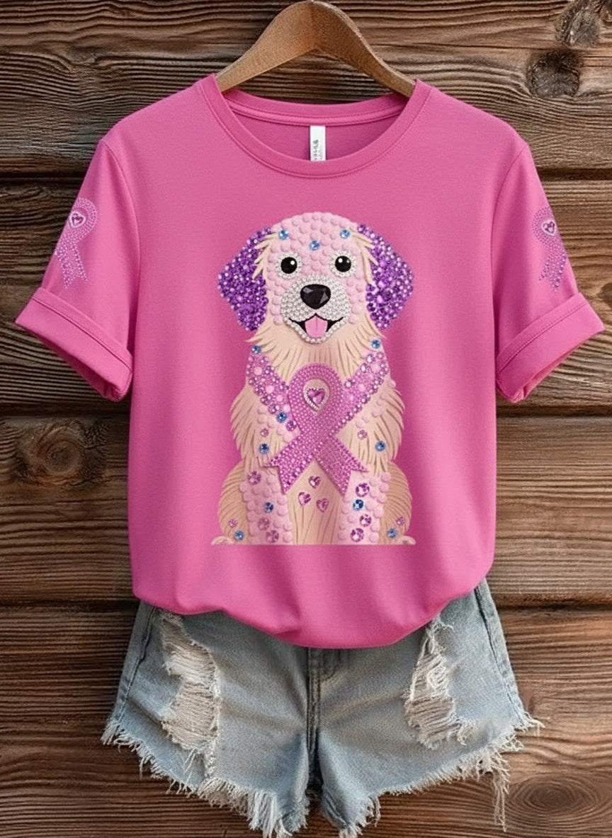 Golden Fuchsia - Supportive Embroidered T-Shirt