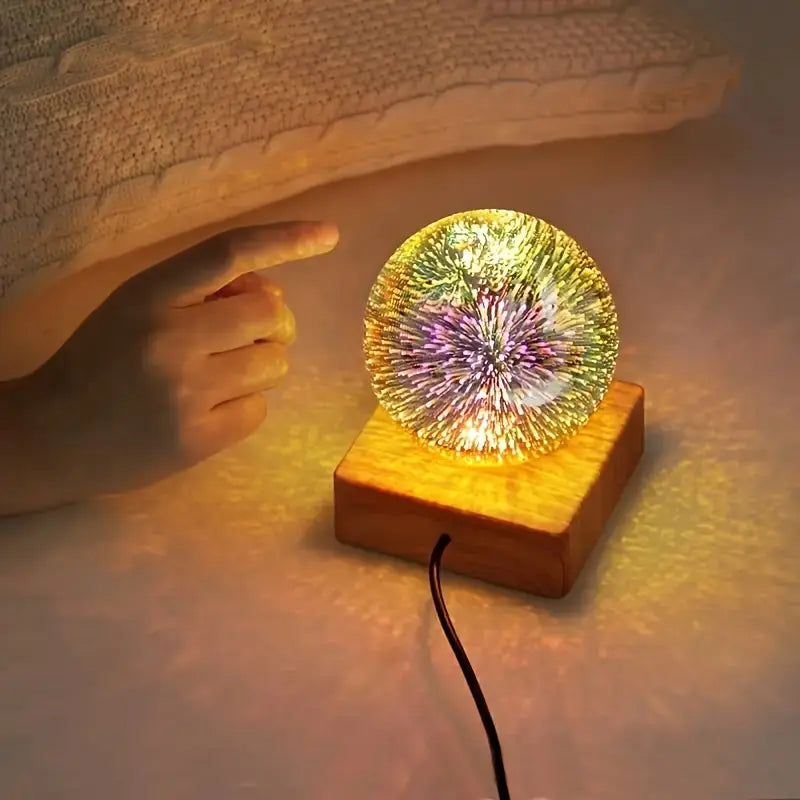 3D Crystal Lamp with Fireworks Effect