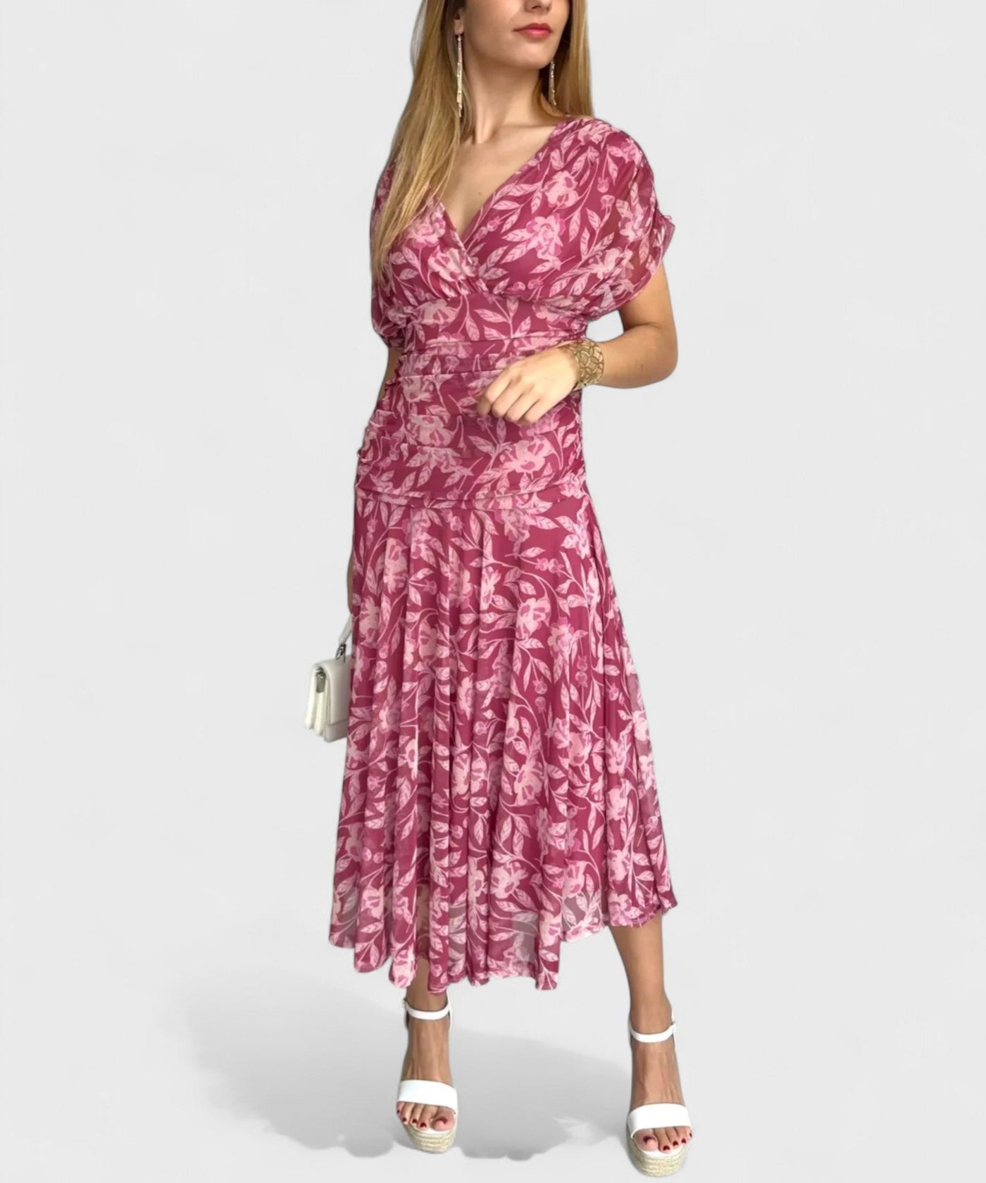 Christi | Off-Shoulder V-Neck Printed Dress