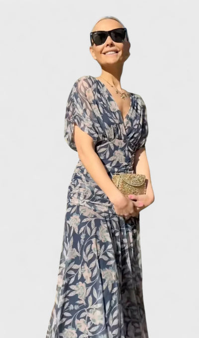 Christi | Off-Shoulder V-Neck Printed Dress