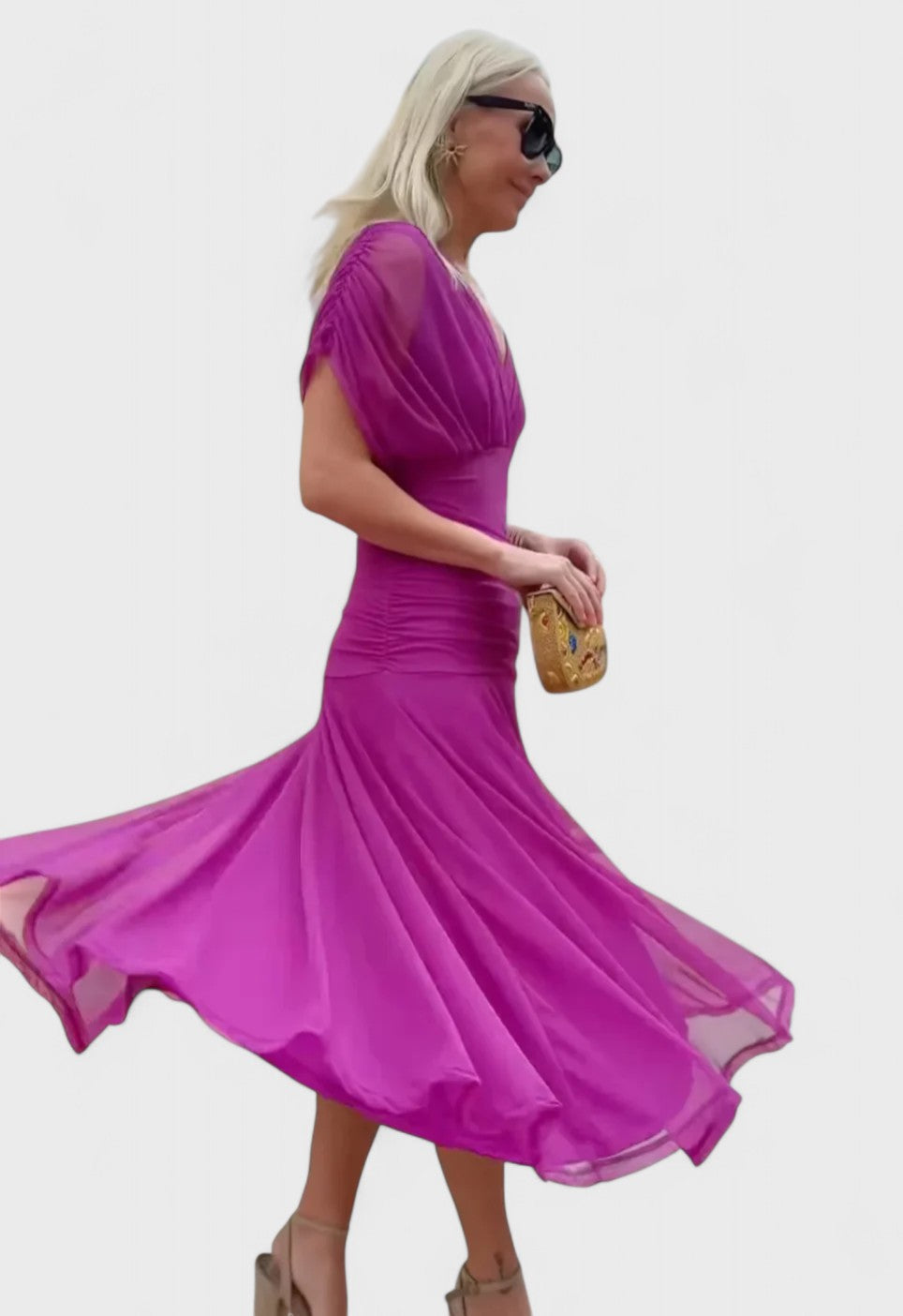 Christi | Off-Shoulder V-Neck Printed Dress