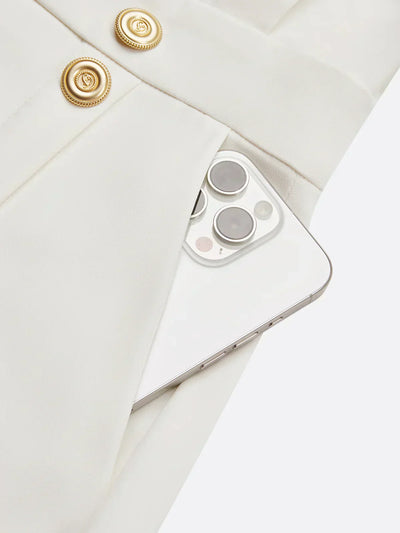 Marlene | Solid Midi Dress with Button Slit and Round Neckline