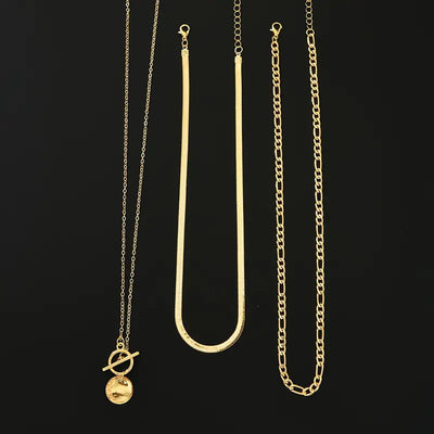 Layered necklace with textured coins Savira | Gold