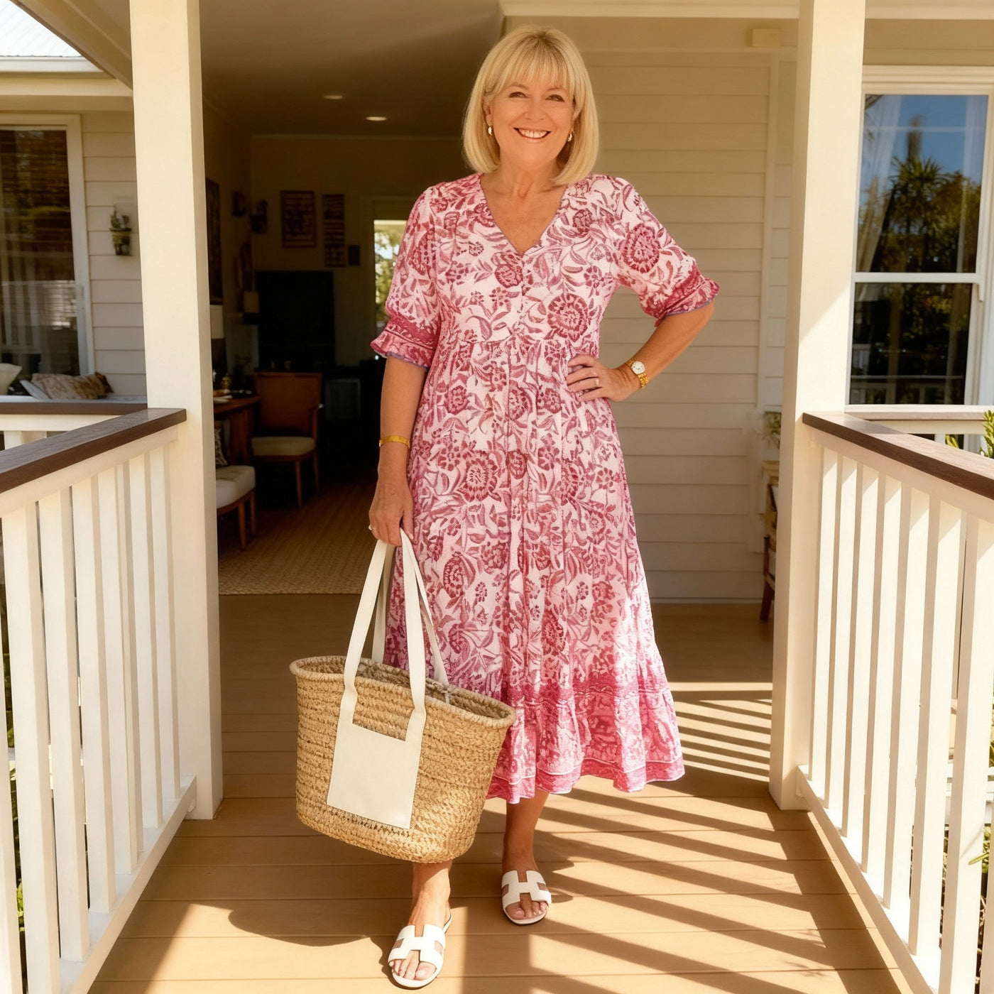 Jenny - Elegant Floral Dress with V-Neck