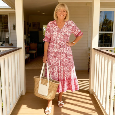 Jenny - Elegant Floral Dress with V-Neck