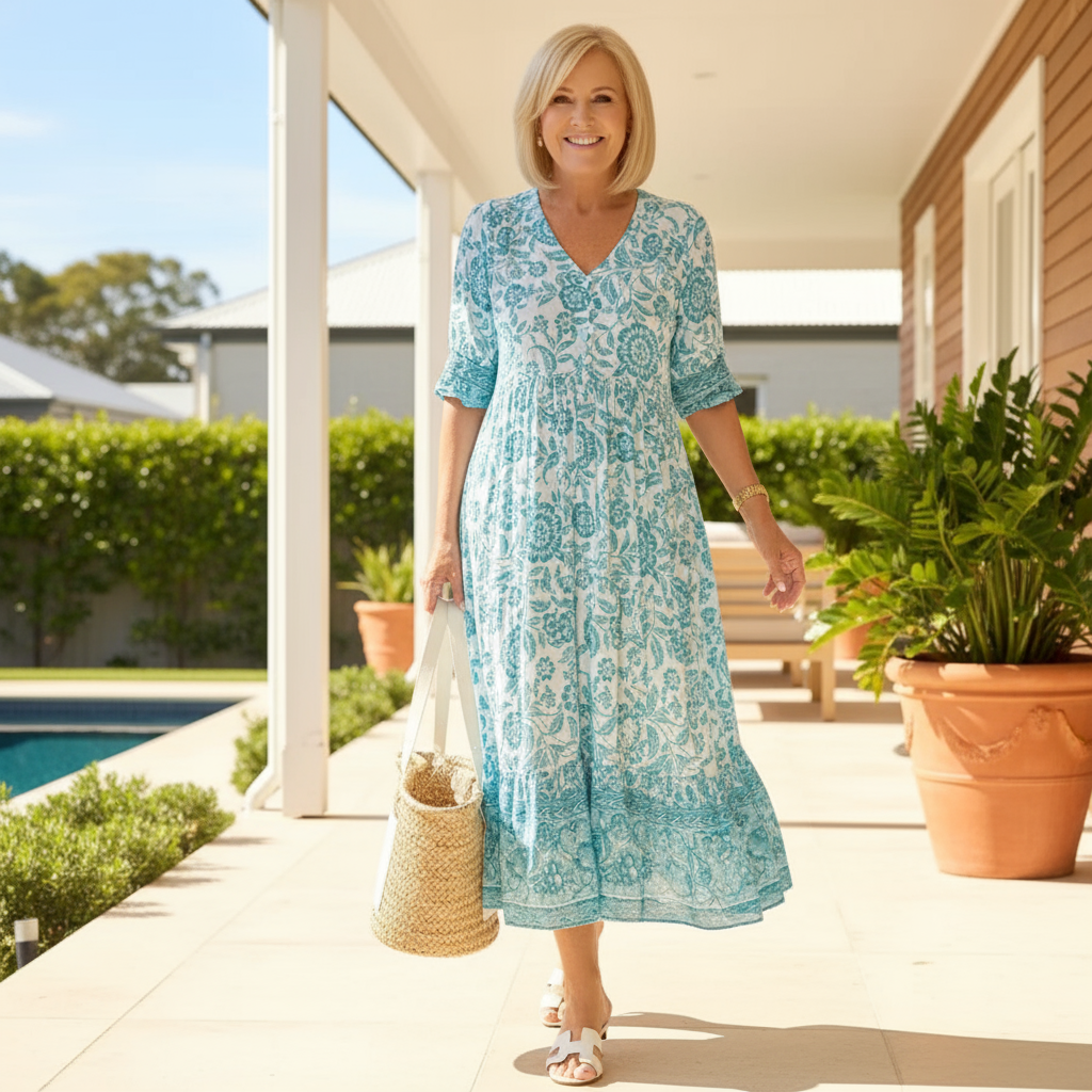 Jenny - Elegant Floral Dress with V-Neck