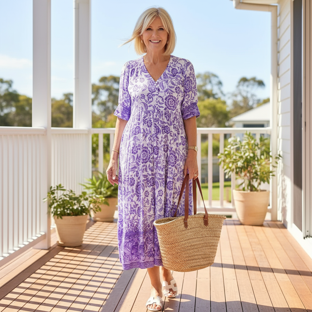 Jenny - Elegant Floral Dress with V-Neck