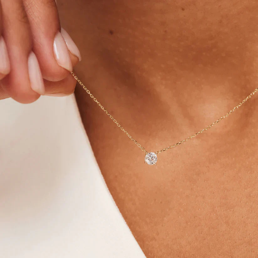 Moissanite Stone Necklace Cléa | Gold Collection