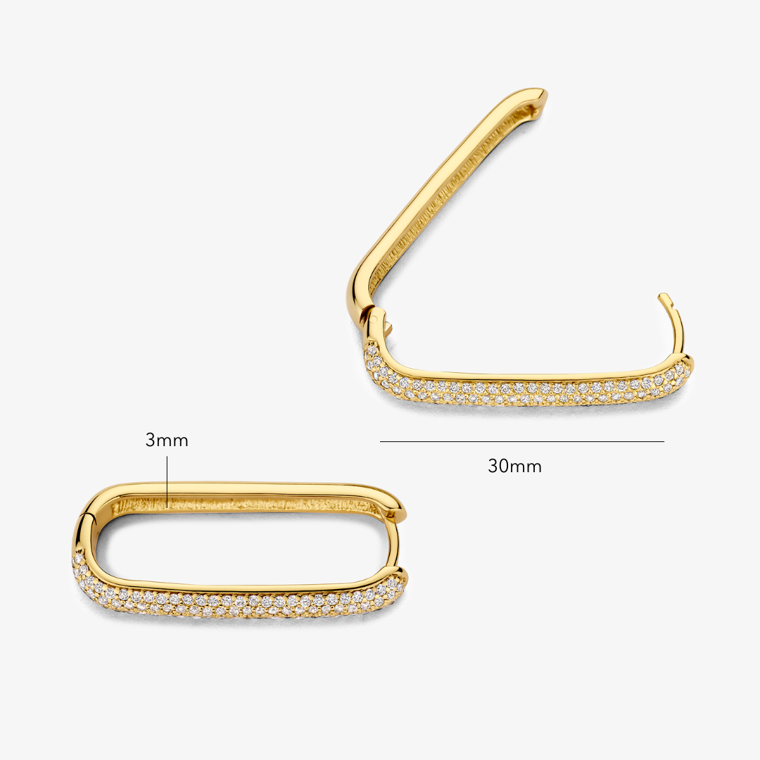 Hoop earrings with large pavé icons | Gold