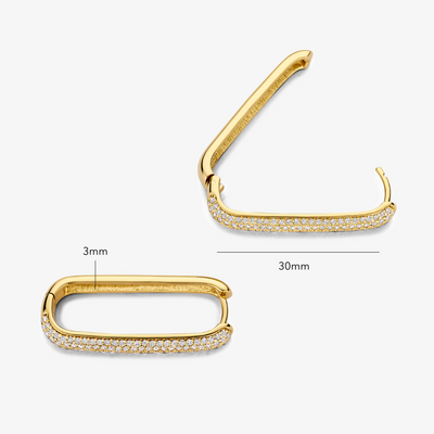 Hoop earrings with large pavé icons | Gold